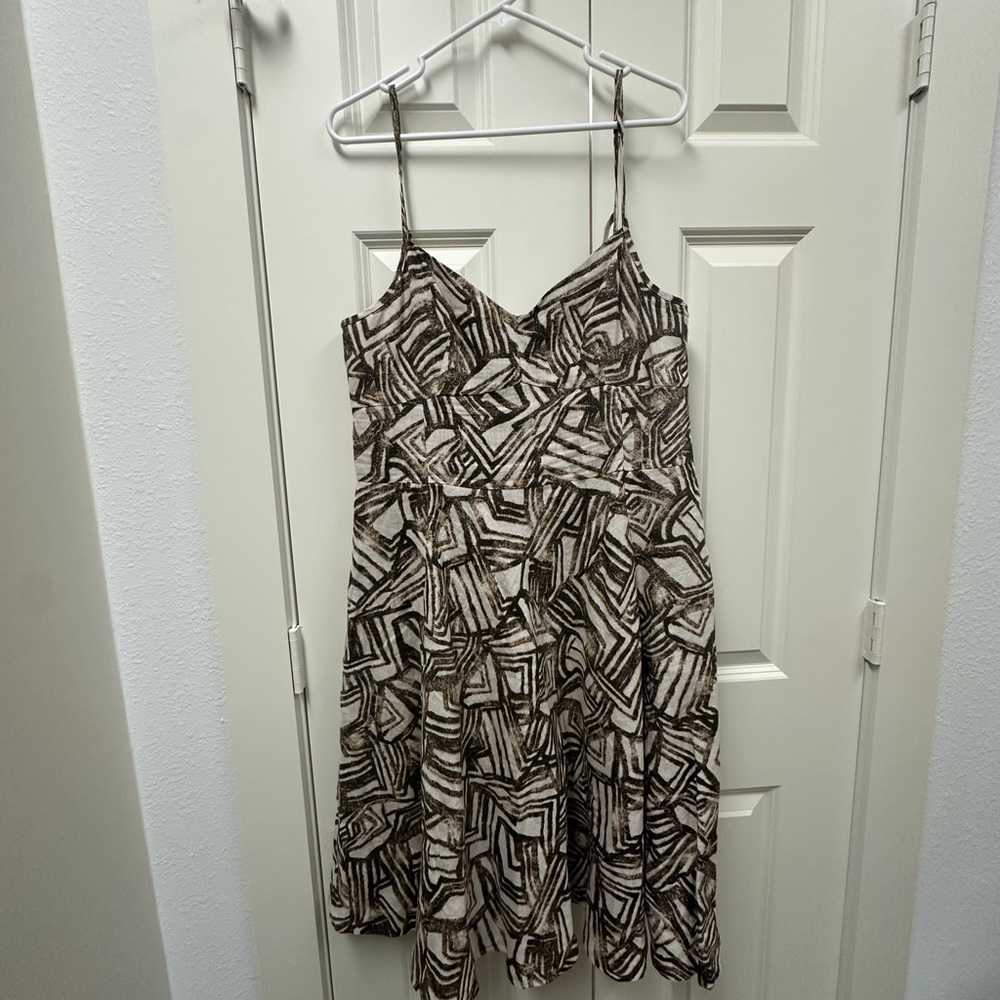 Banana Republic Brown Linen Patterned Dress